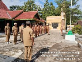 KOORDINASI RUTIN DAN APEL  PAGI HARI SENIN 12 JANUARI 2026 DI KALURAHAN KARANGMOJO